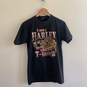 Rare Harley Davidson vintage shirt “ i don’t just own this Harley shirt I own a Harley” 1980s classic soft trendy image 3