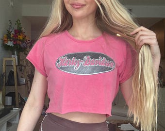Rare 1989 Vintage Harley Davidson Tank Top Crop Top Butterflies