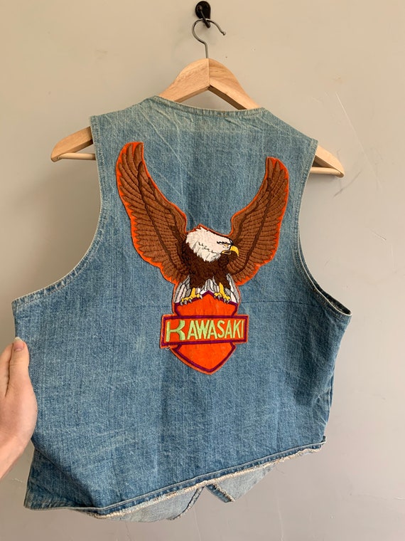 1970s vintage denim vest Levi harley motorcycle s… - image 7