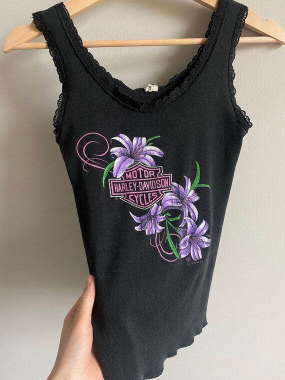 Rare 1989 Vintage Harley Davidson Tank Top Crop Top Butterflies