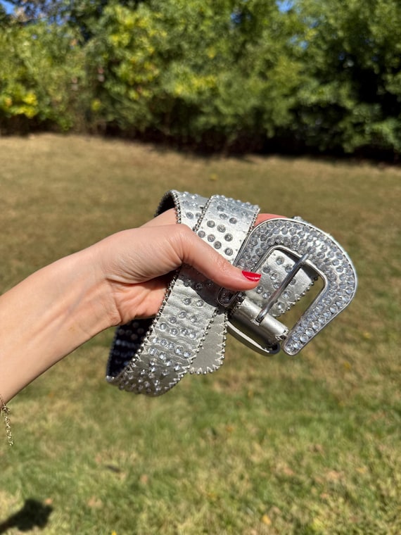 Cintura in strass con cinturino in strass per uomo e donna con diamanti, Blu, 115 cm