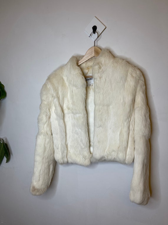 Gorgeous vintage rabbit fur jacket white small fo… - image 2