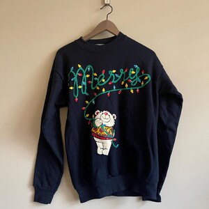 Vintage 90er Jahre Merry Christmas Pullover Maus Lichter merry igly Pullover Feiertage Karte Kragen Foto Tiktok trendy Sweatshirt