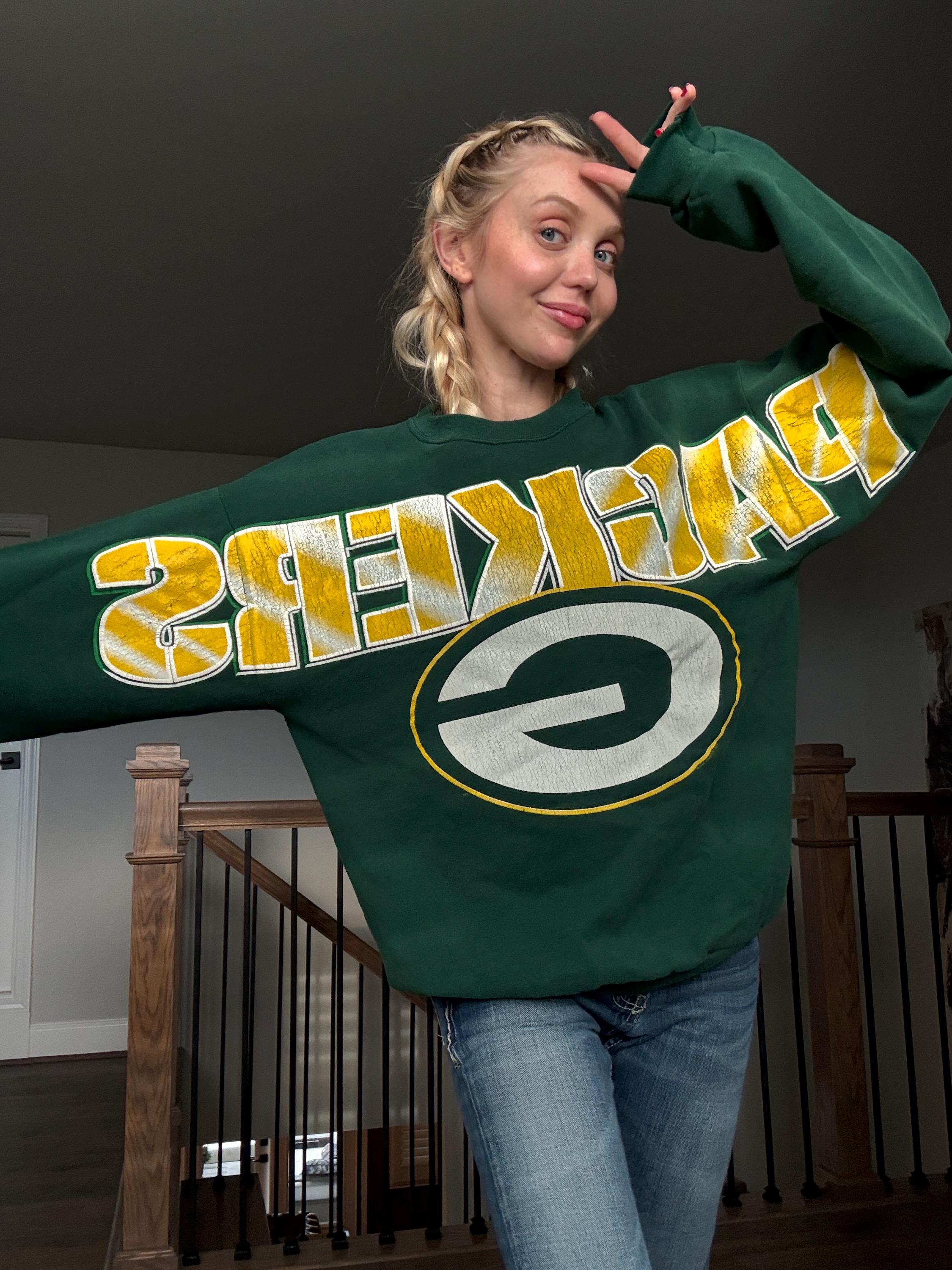 SUPER RARE Vintage 1995 Packers Sweatshirt Letters Across Chest