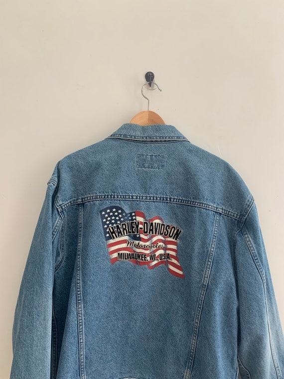 Vintage Harley Davidson jean jacket denim Milwauk… - image 2