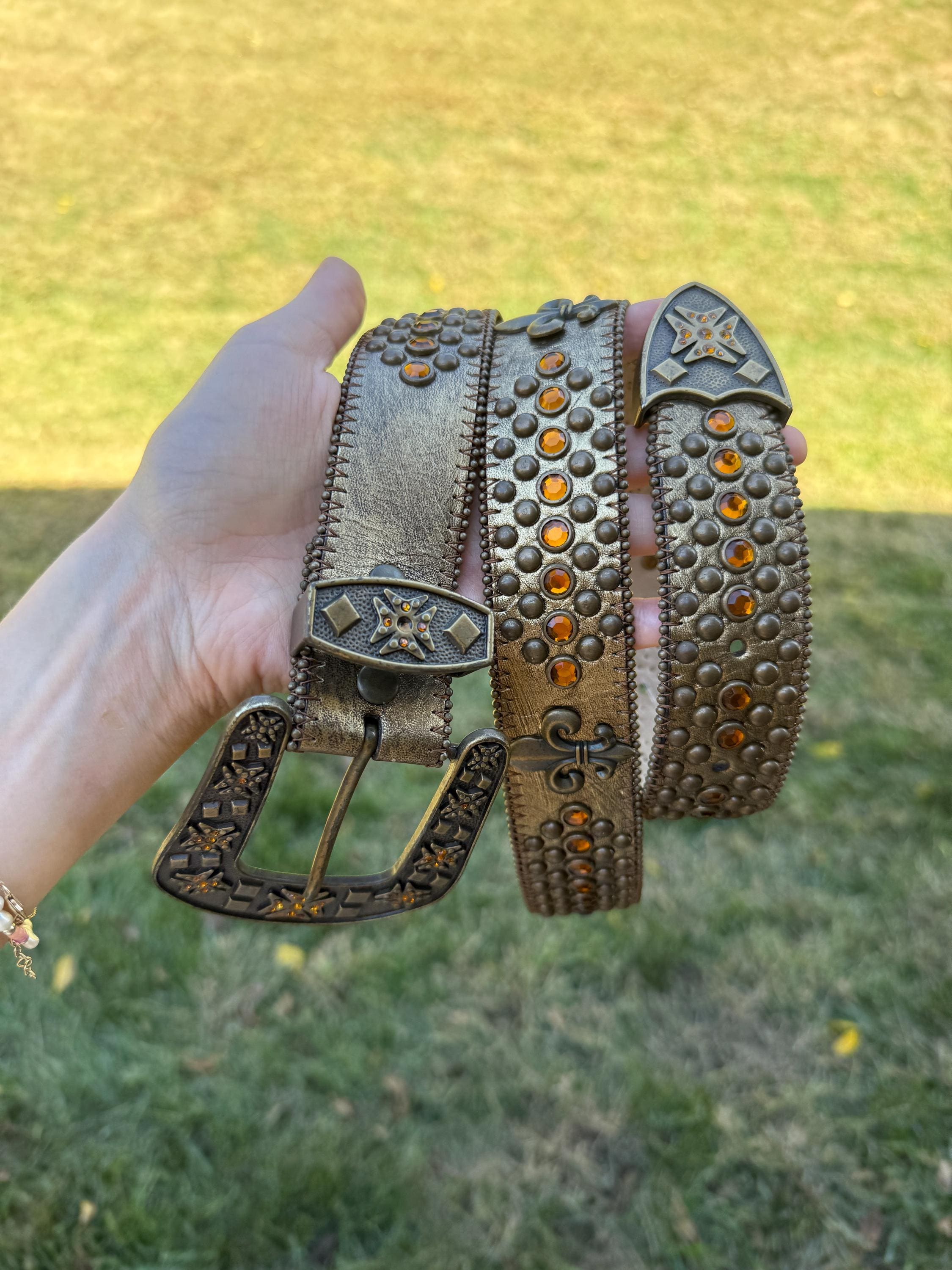 Vintage Studded Bronze Belt Western Maximalist Belt Country  display picture 1