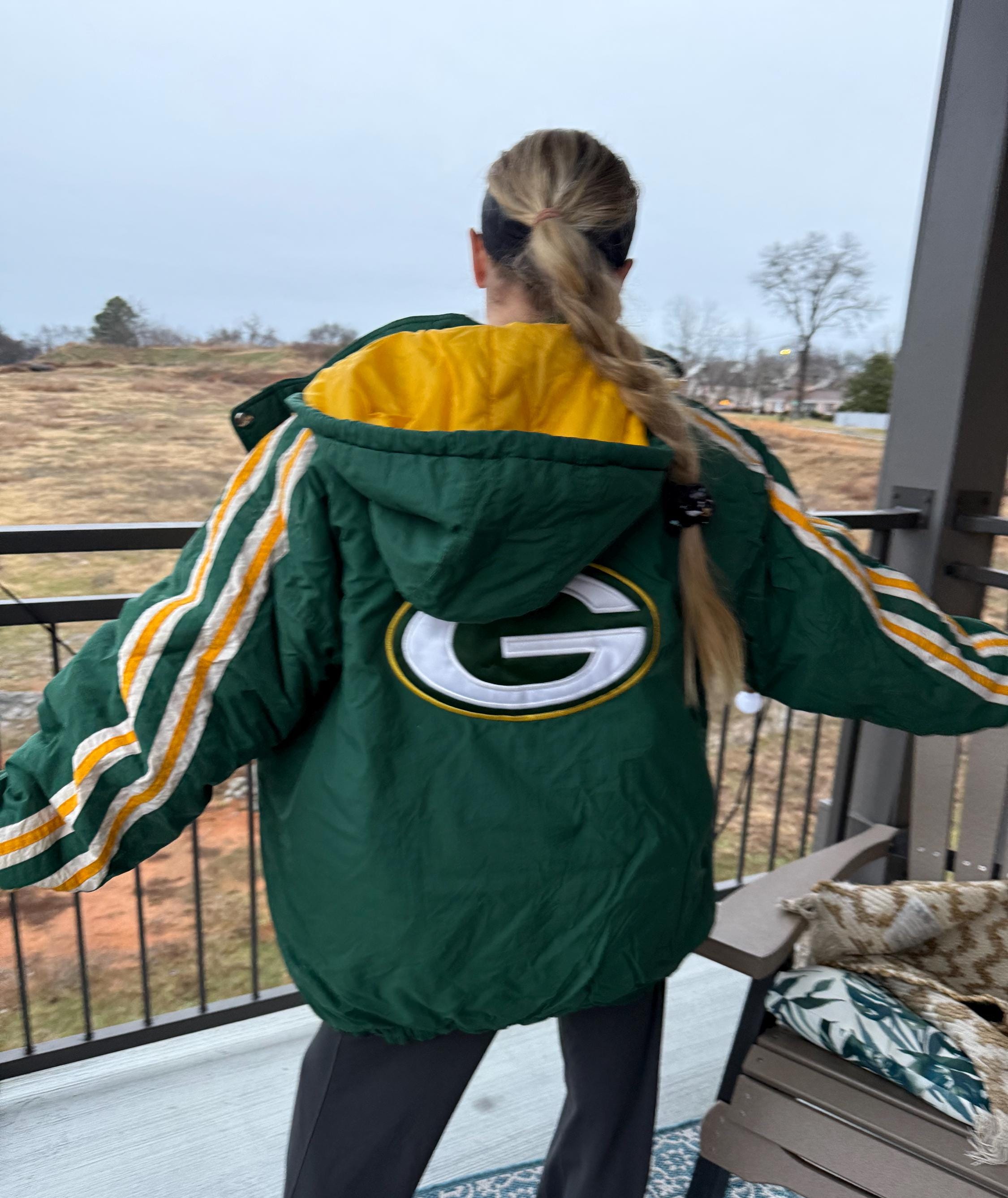 Green Bay Packers フード付きスタジャン　90s Green Bay Packers フード付きスタジャン 90s