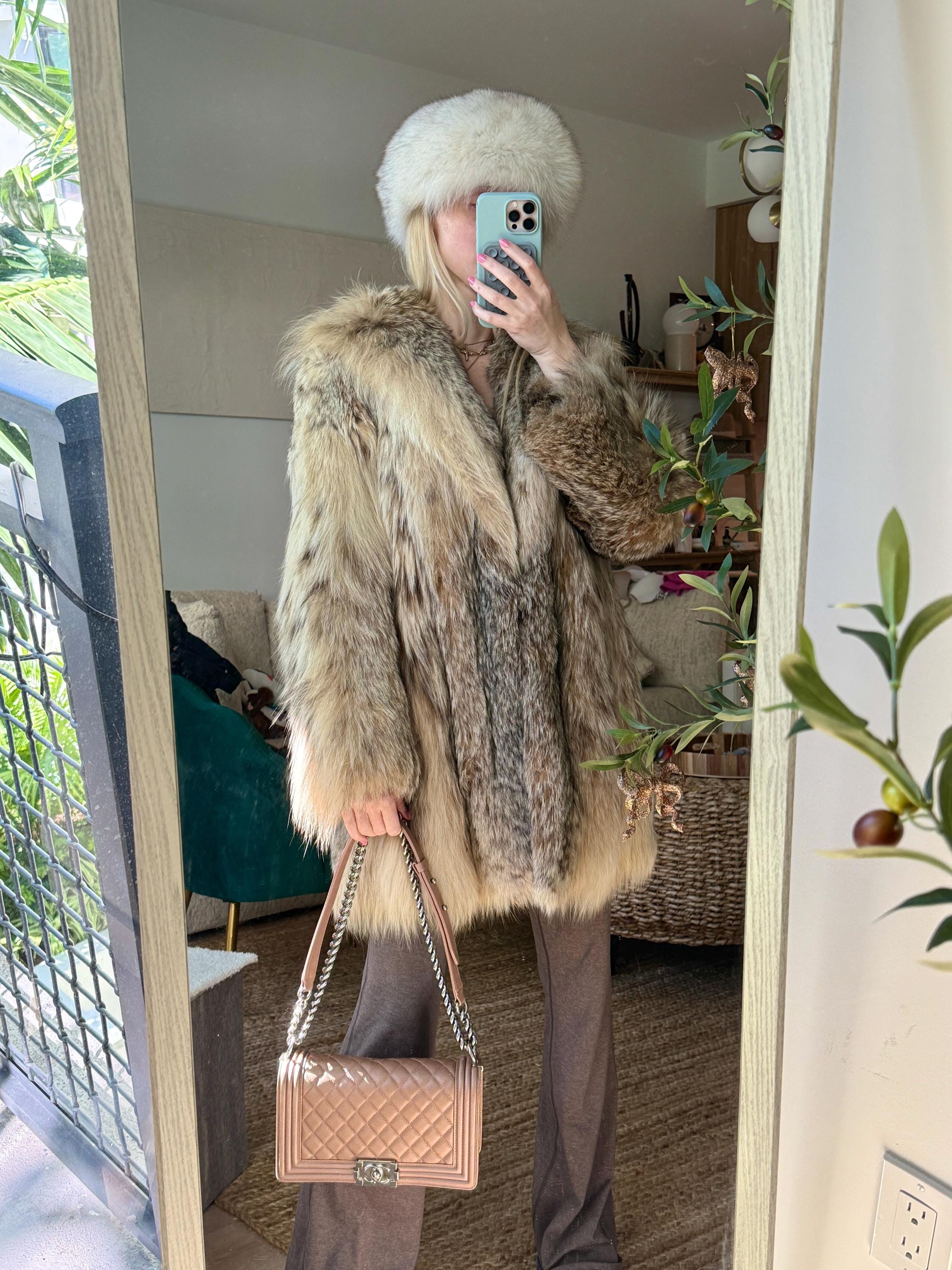 Vintage RARE Lynx Authentic Rare Fur Coat Mob Wife Long Medium
