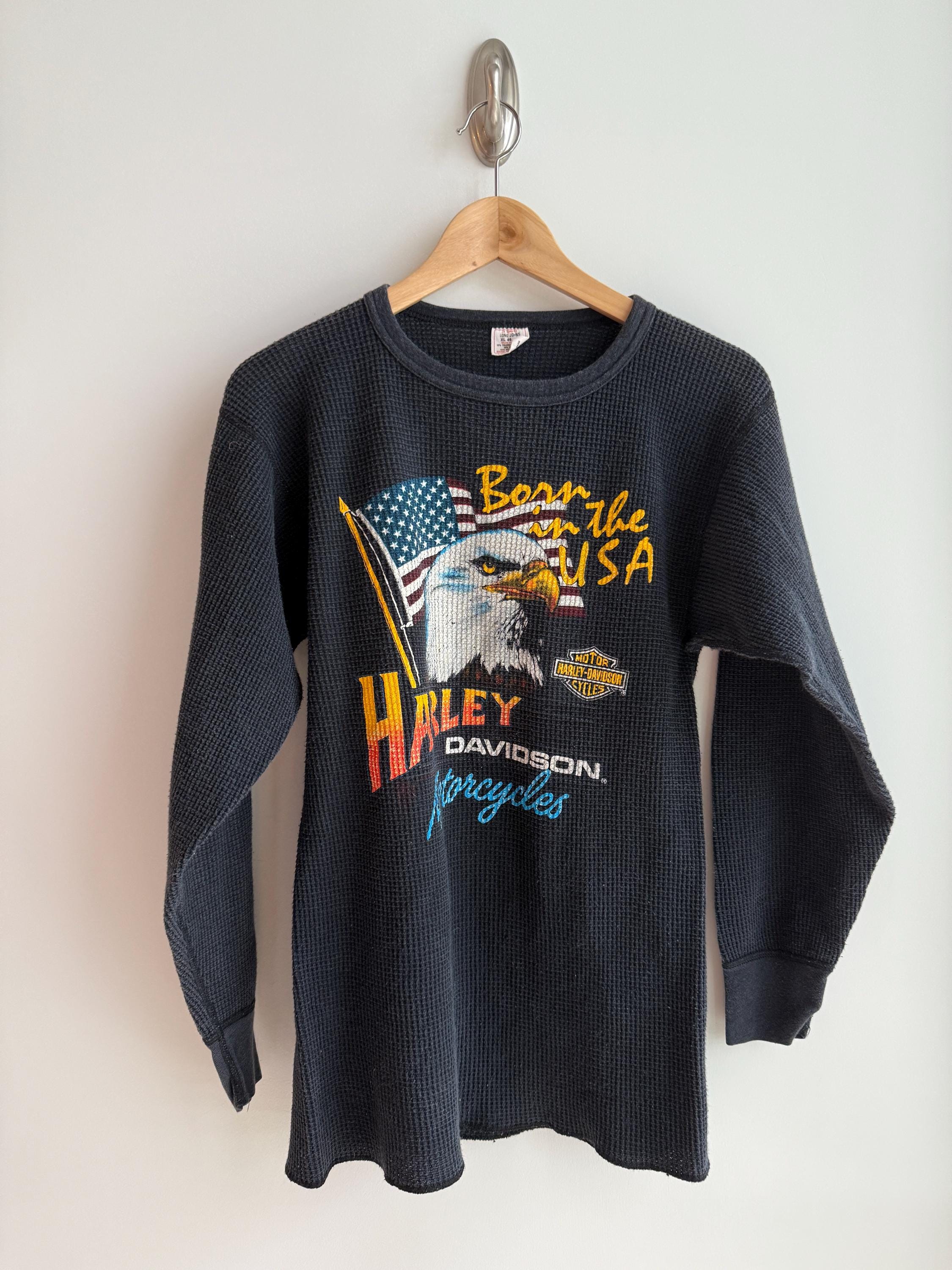 1980s Harley Born in the USA Harley Davidson Waffle Thermal