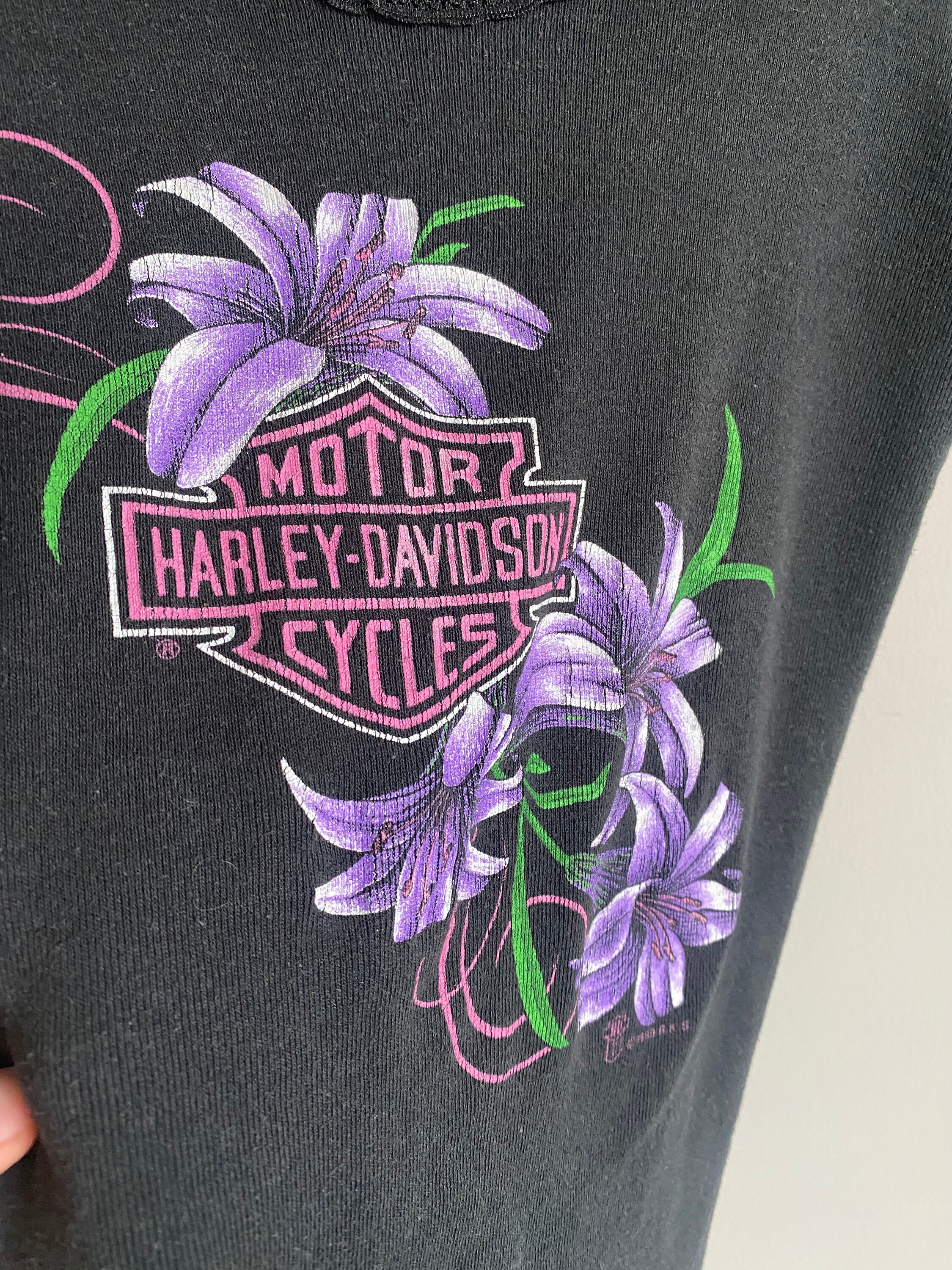 Rare 1989 Vintage Harley Davidson Tank Top Crop Top Butterflies