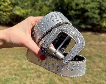Vintage Silver Studded Silver Belt Western Maximalist Belt  display picture 3