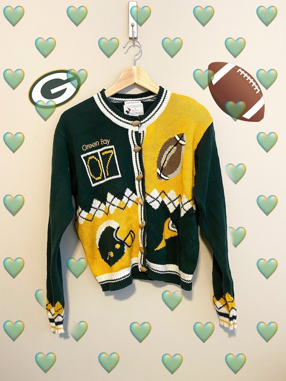 Vintage 90s Green Bay Packers Sweater Knit Ironic V Neck 