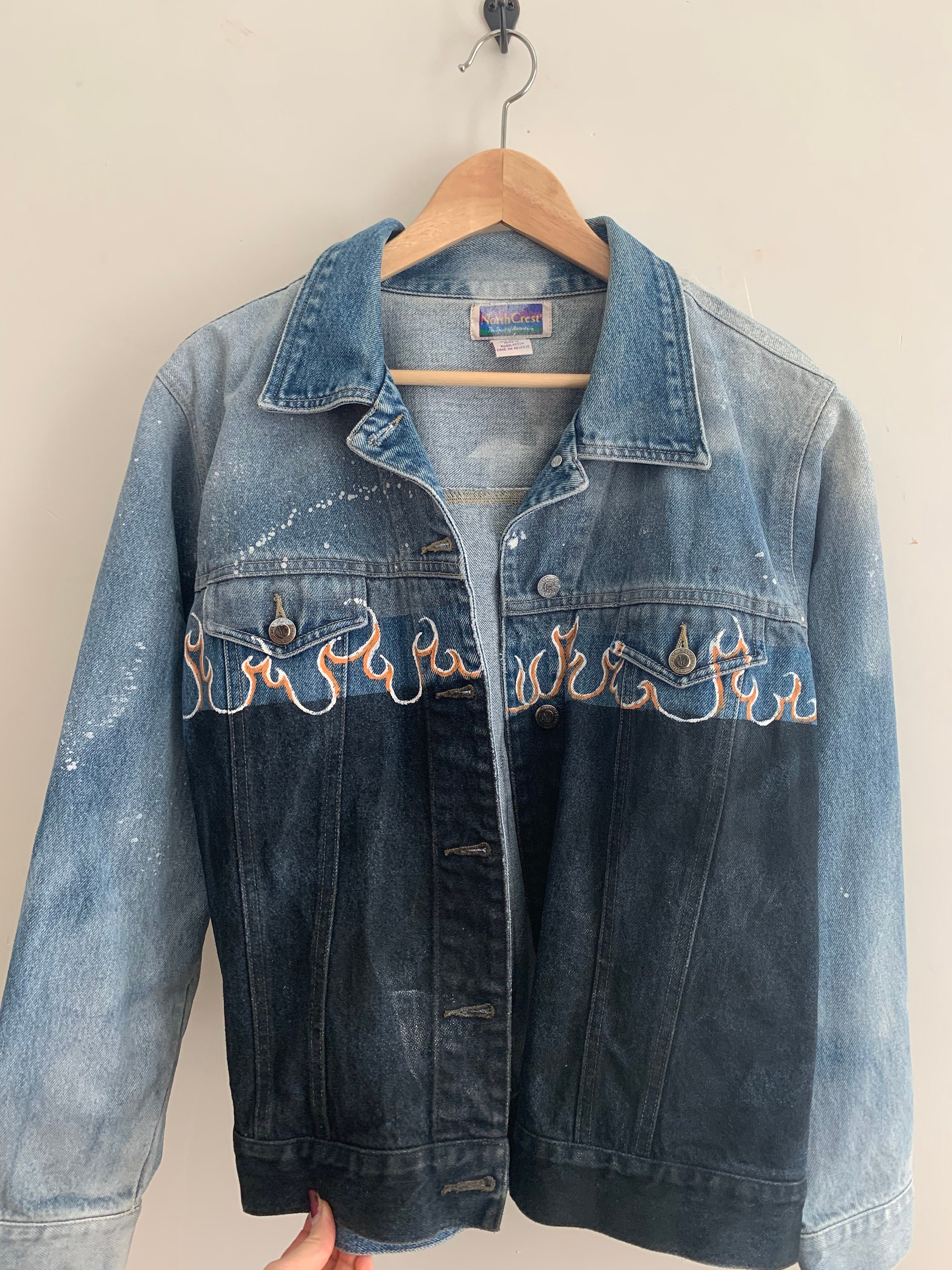 flame jean jacket