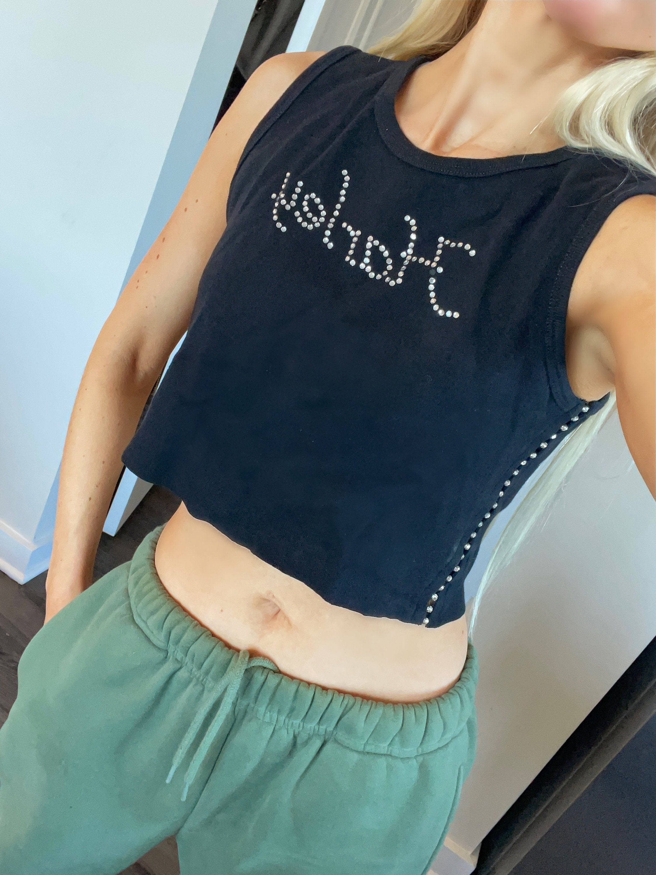 ビンテージ　TOP Vintage Harley Davidson Crop Top Tank Top Sparkle Motorcycle