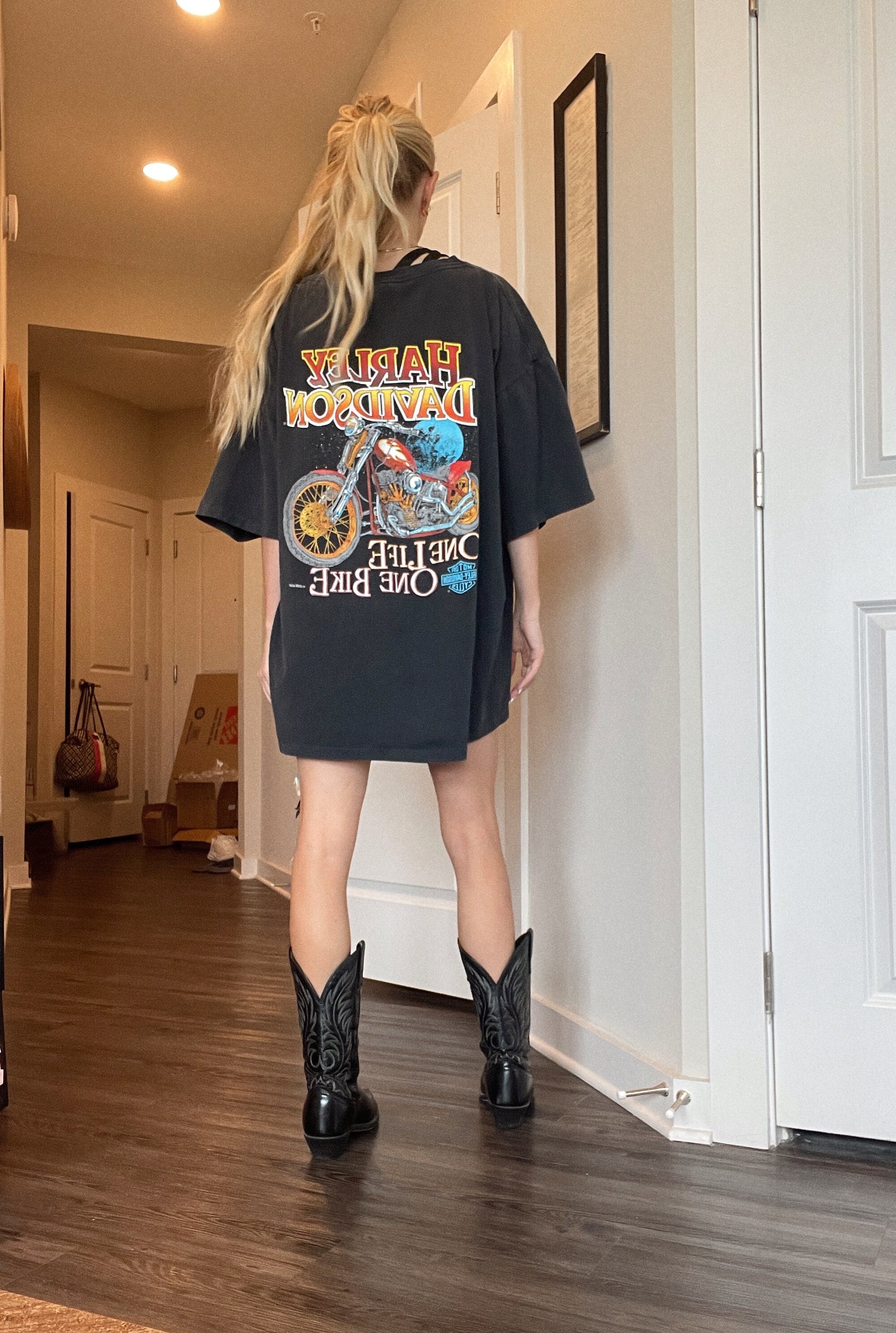 人気定番の 1980s Davidson Harley Vintage RARE Funwear Shirt T バイクウェア・装備