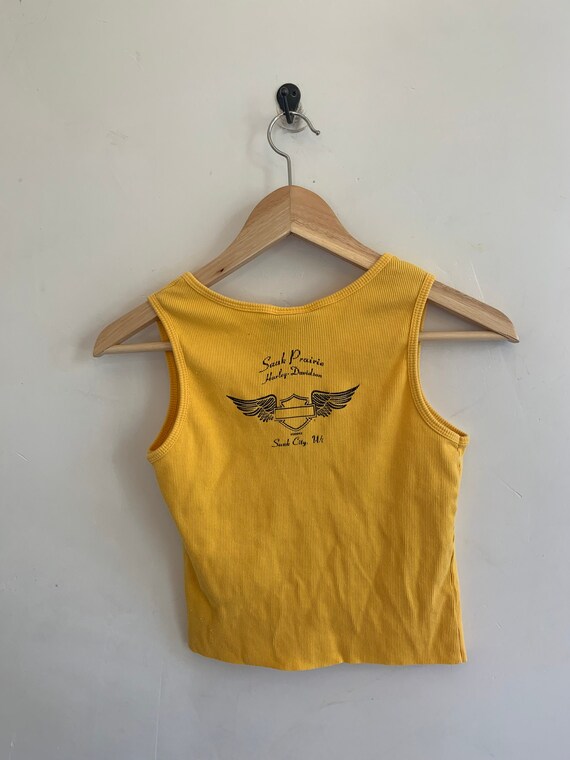 Vintage Harley Davidson tank top crop top yellow t
