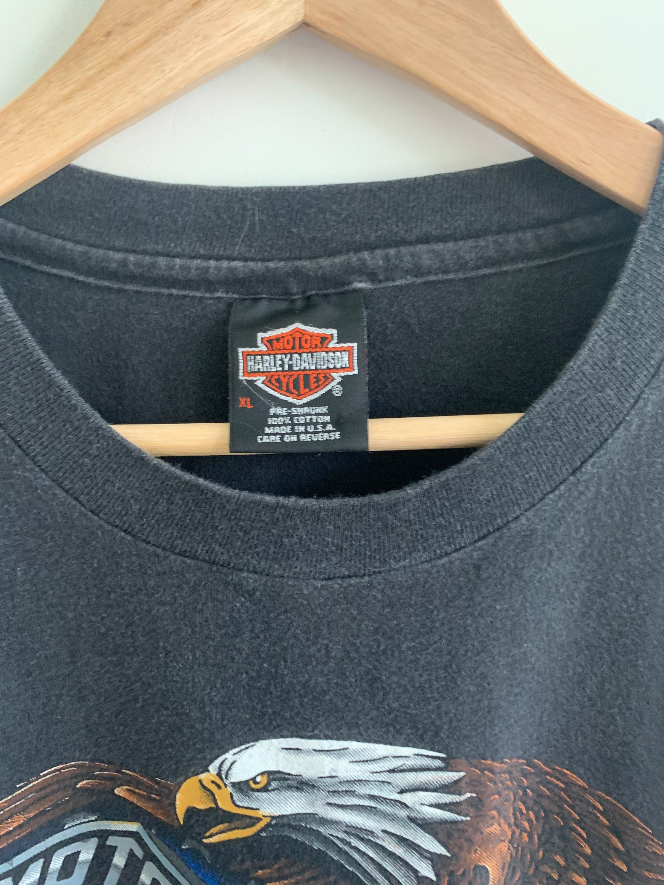 Harley Shirt USA Vintage Eagle American Flag Classic Wings Over