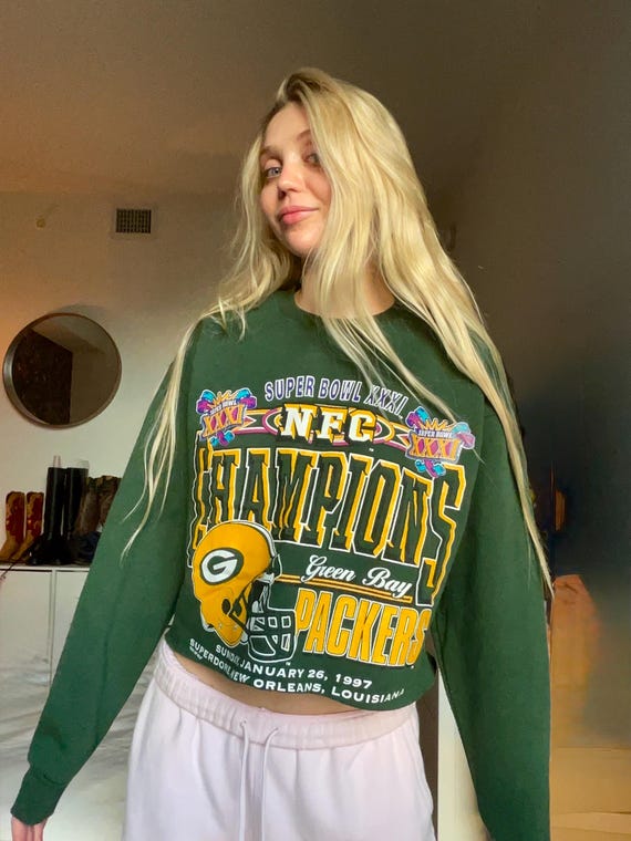 Vintage 90s Custom Cropped Green Bay NFC Champions Packers