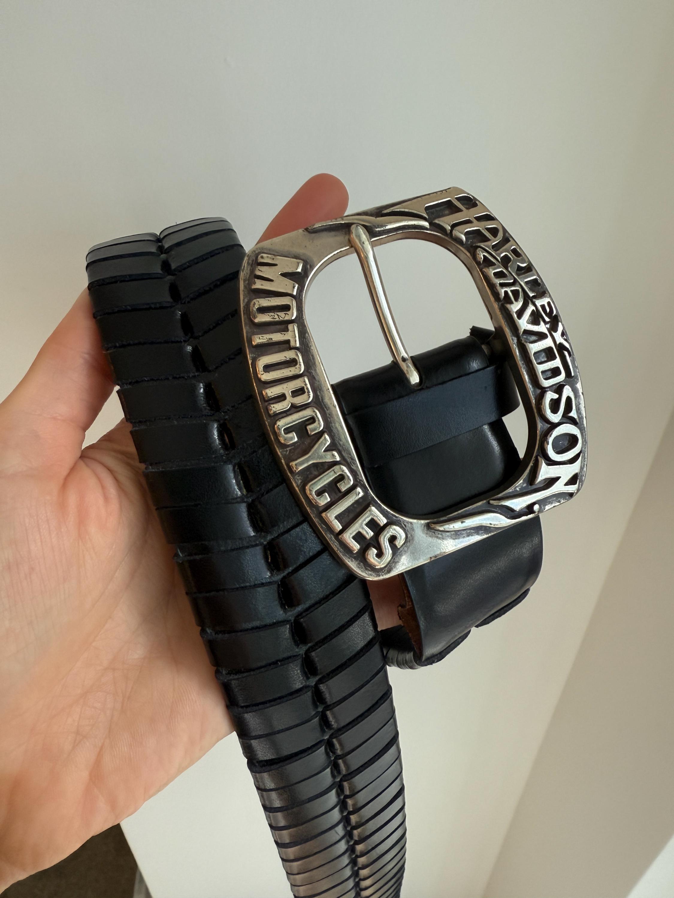 Vintage Harley Davidson Black Leather Silver Belt Motorcycle  display picture 2