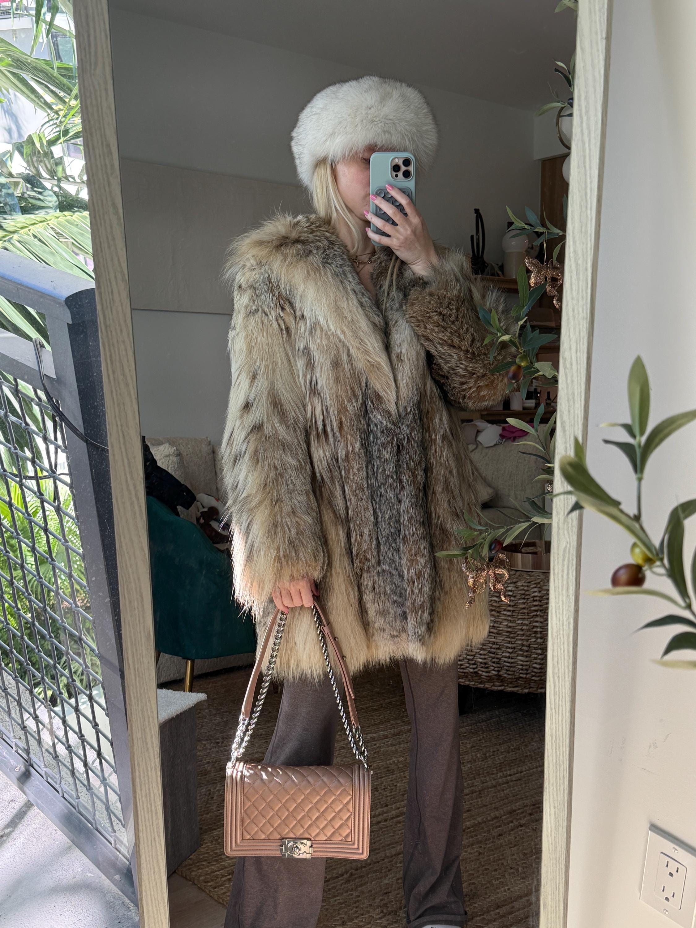 Vintage RARE Lynx Authentic Rare Fur Coat Mob Wife Long Medium