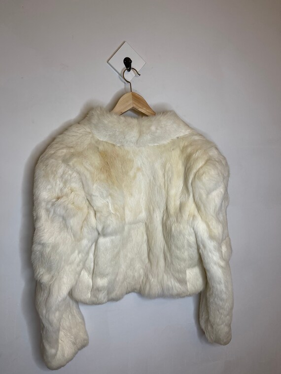 Gorgeous vintage rabbit fur jacket white small fo… - image 4