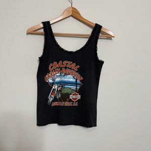Rare Vintage Harley Davidson tank top lace beach coastal South Carolina 1980s authentic motorcycle festival Tiktok coachella forever wild