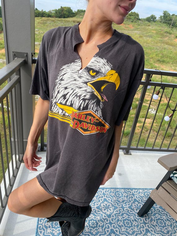 【鬼フェード】USA製 シングルステッチ HARLEY DAVIDSON T Harley-DavidsonT-shirt鬼フェードシングルステッチUSA製