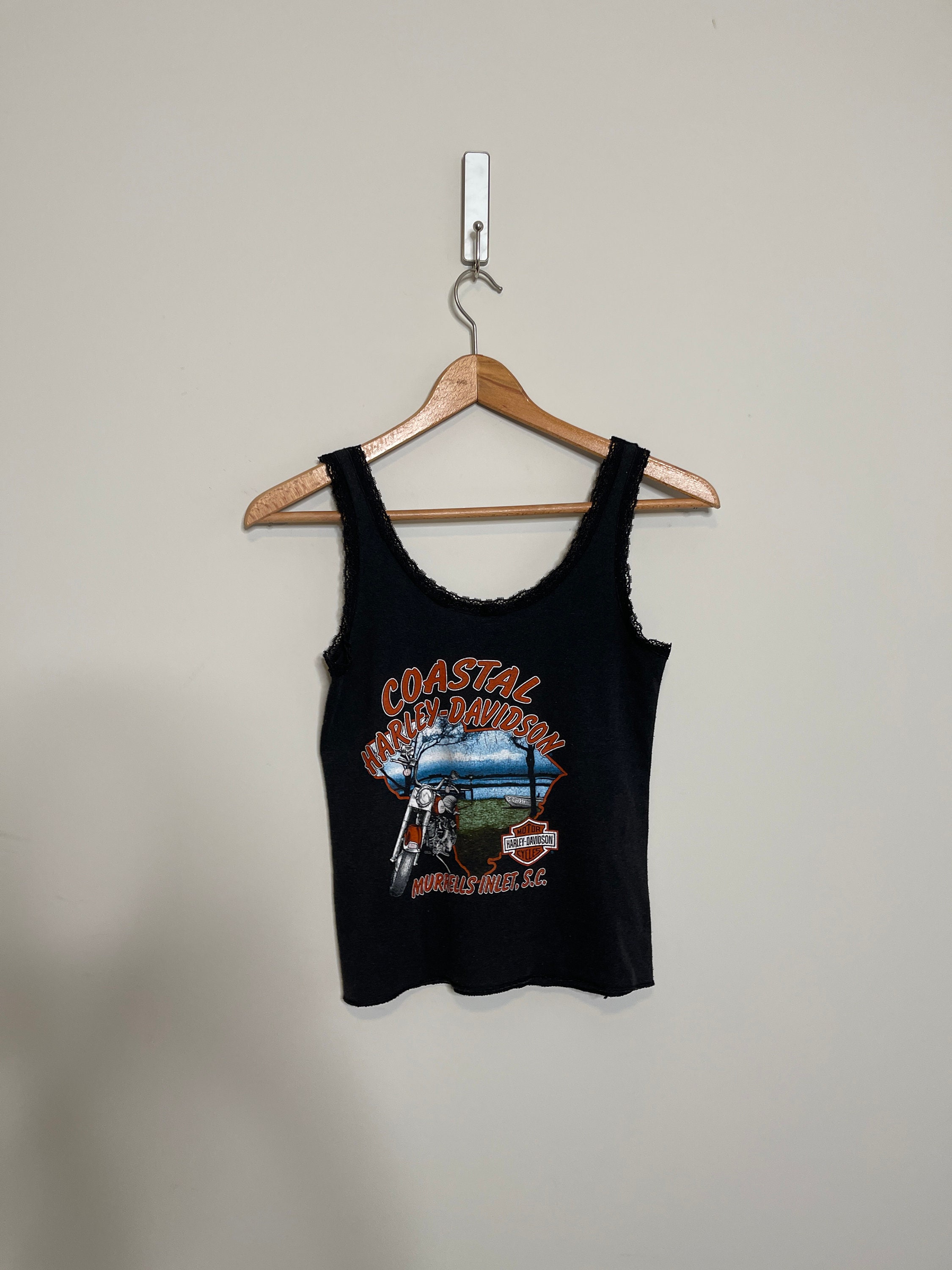Rare Vintage Harley Davidson Tank Top Lace Beach Coastal South