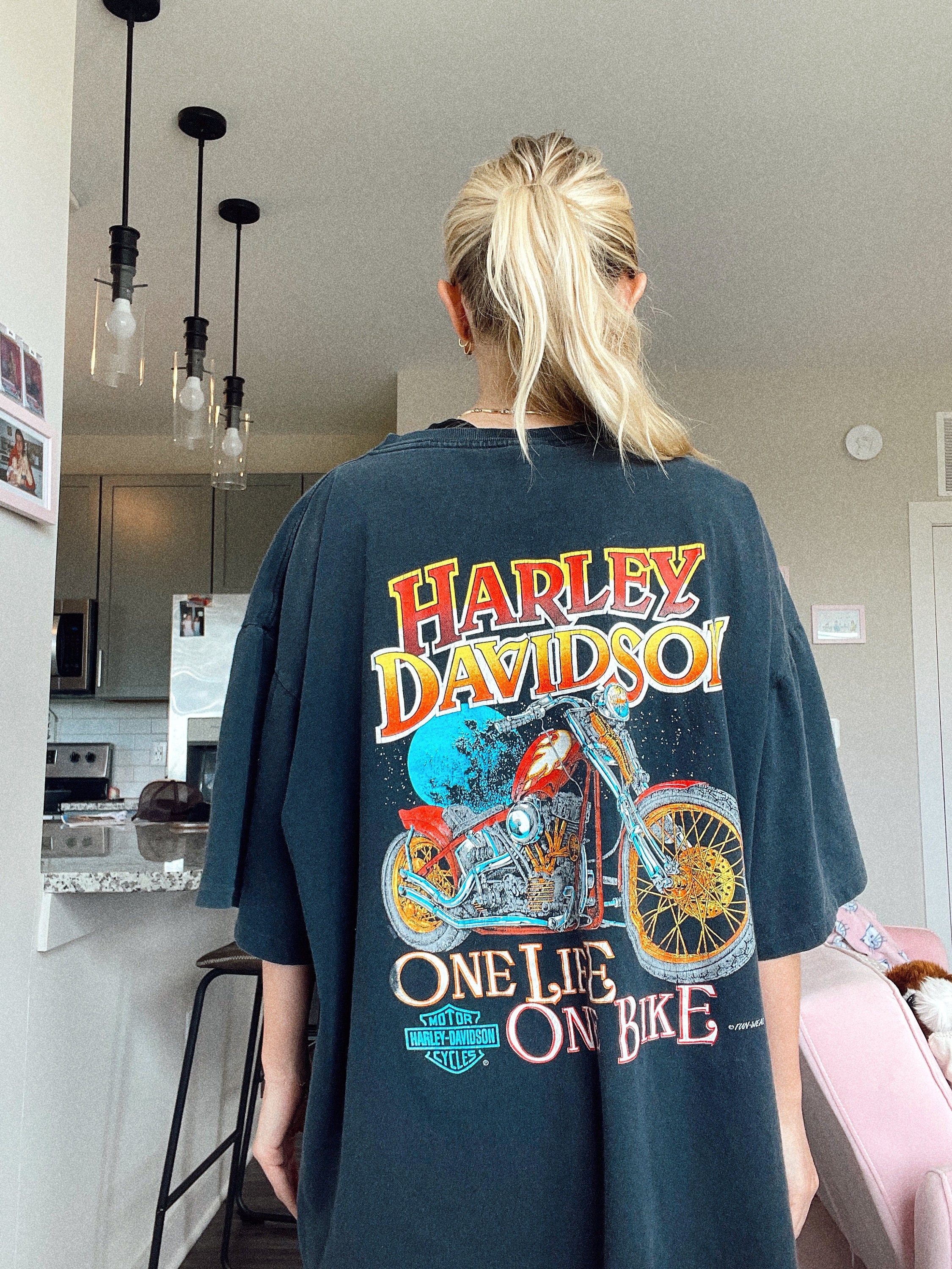 トップス 80s Harley-Davidson vintage tee VINTAGE 80s HARLEY DAVIDSON MOTORCYCLES FLAT TRACK RACING T-SHIRT