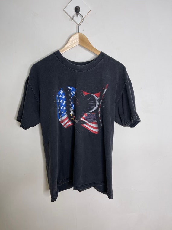 Vintage Harley Davidson shirt 90s USA flag Americ… - image 1