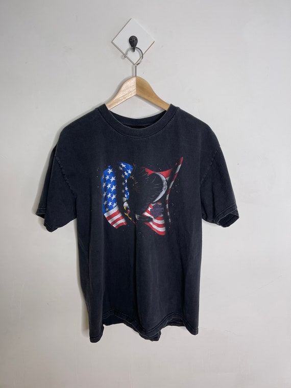 Vintage Harley Davidson shirt 90s USA flag Americ… - image 4