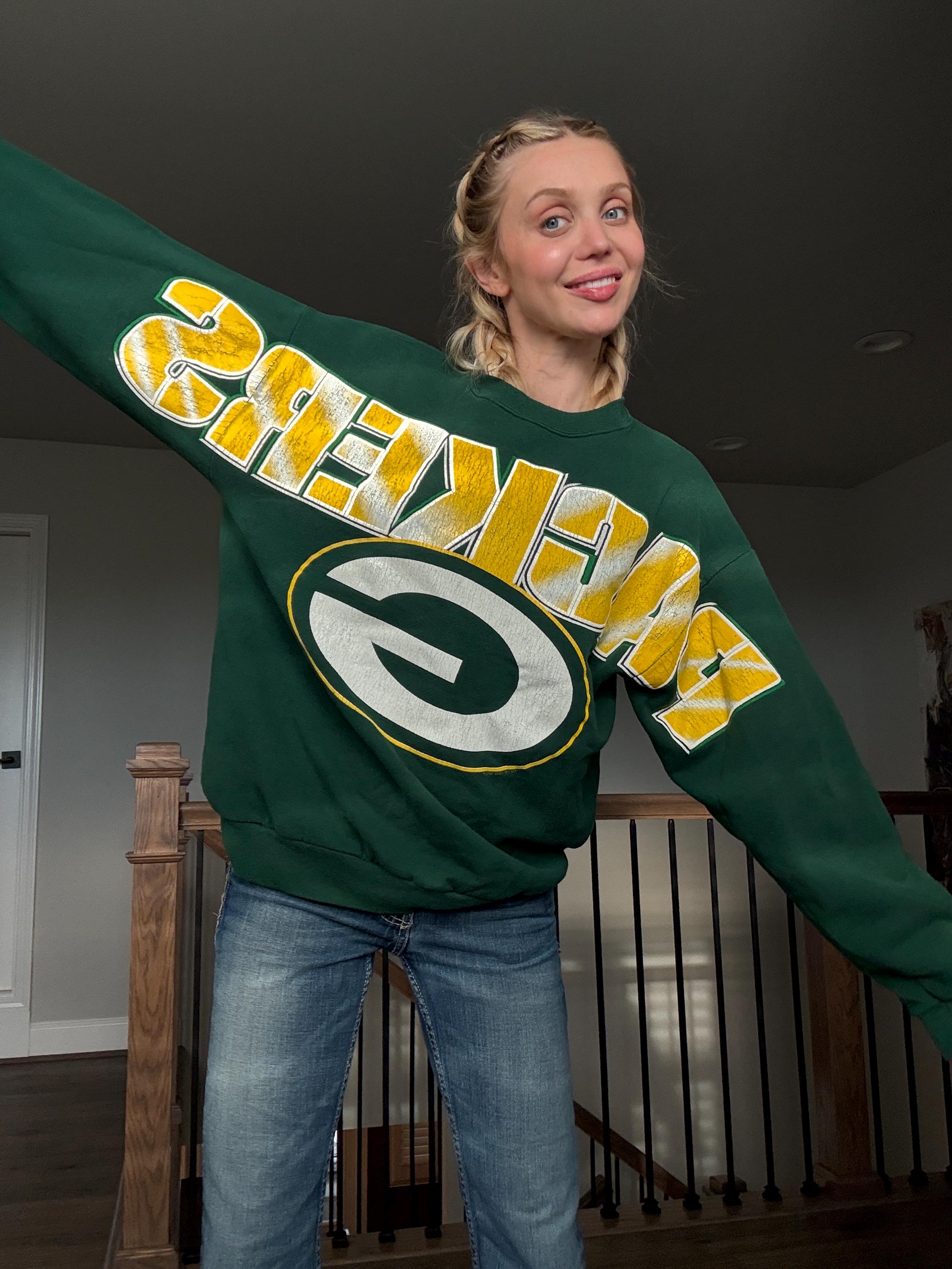 SUPER RARE Vintage 1995 Packers Sweatshirt Letters Across Chest