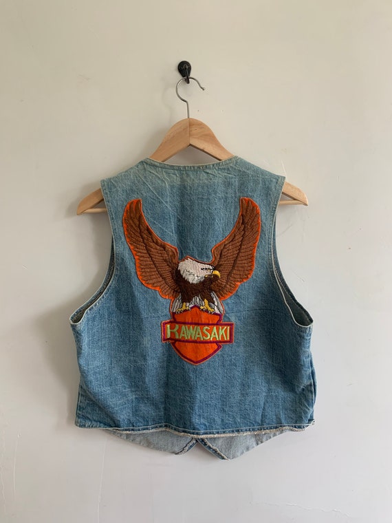 1970s vintage denim vest Levi harley motorcycle s… - image 3