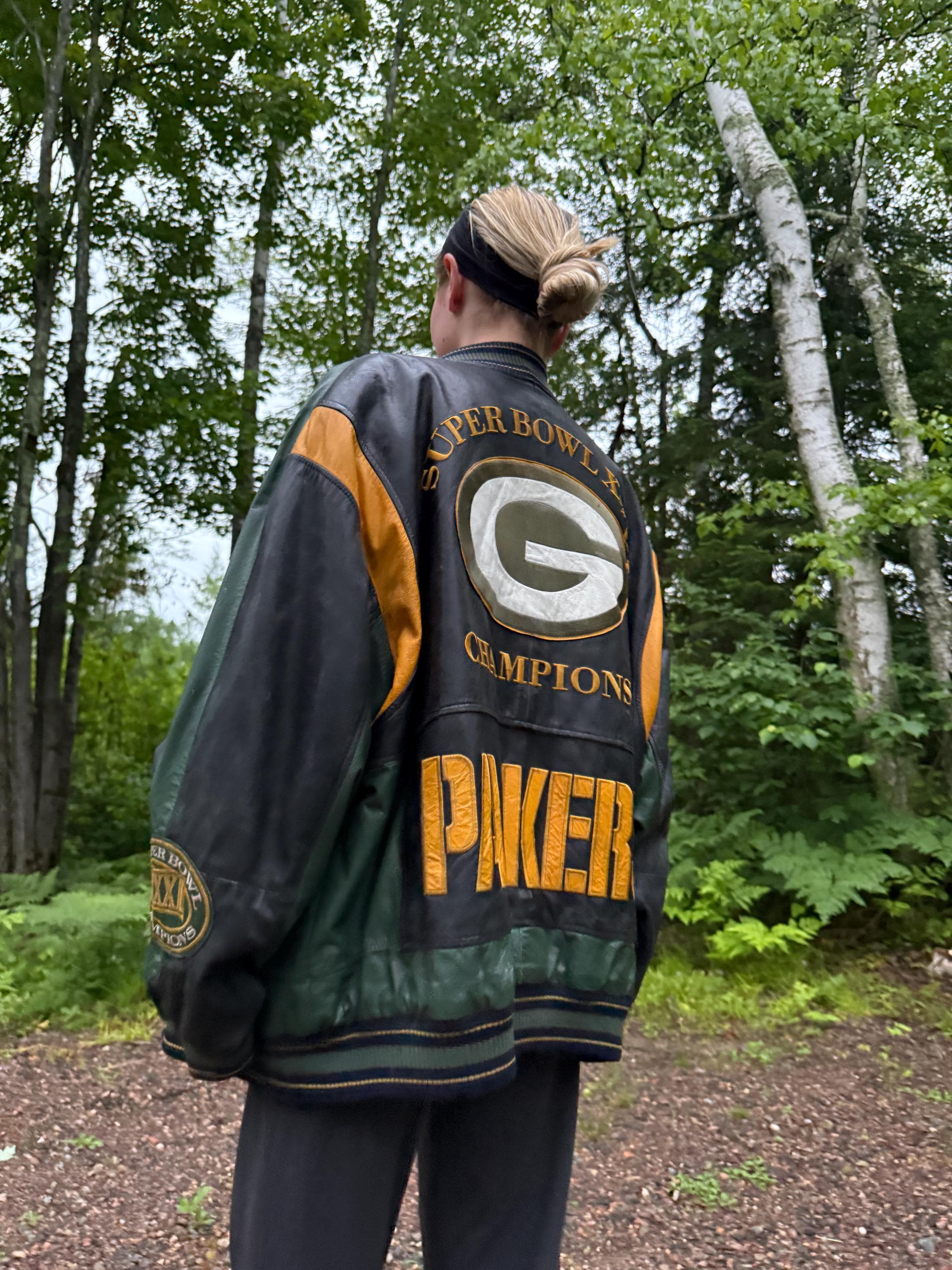 Vintage 1997 Leather Super Bowl Green Bay Packers Jacket