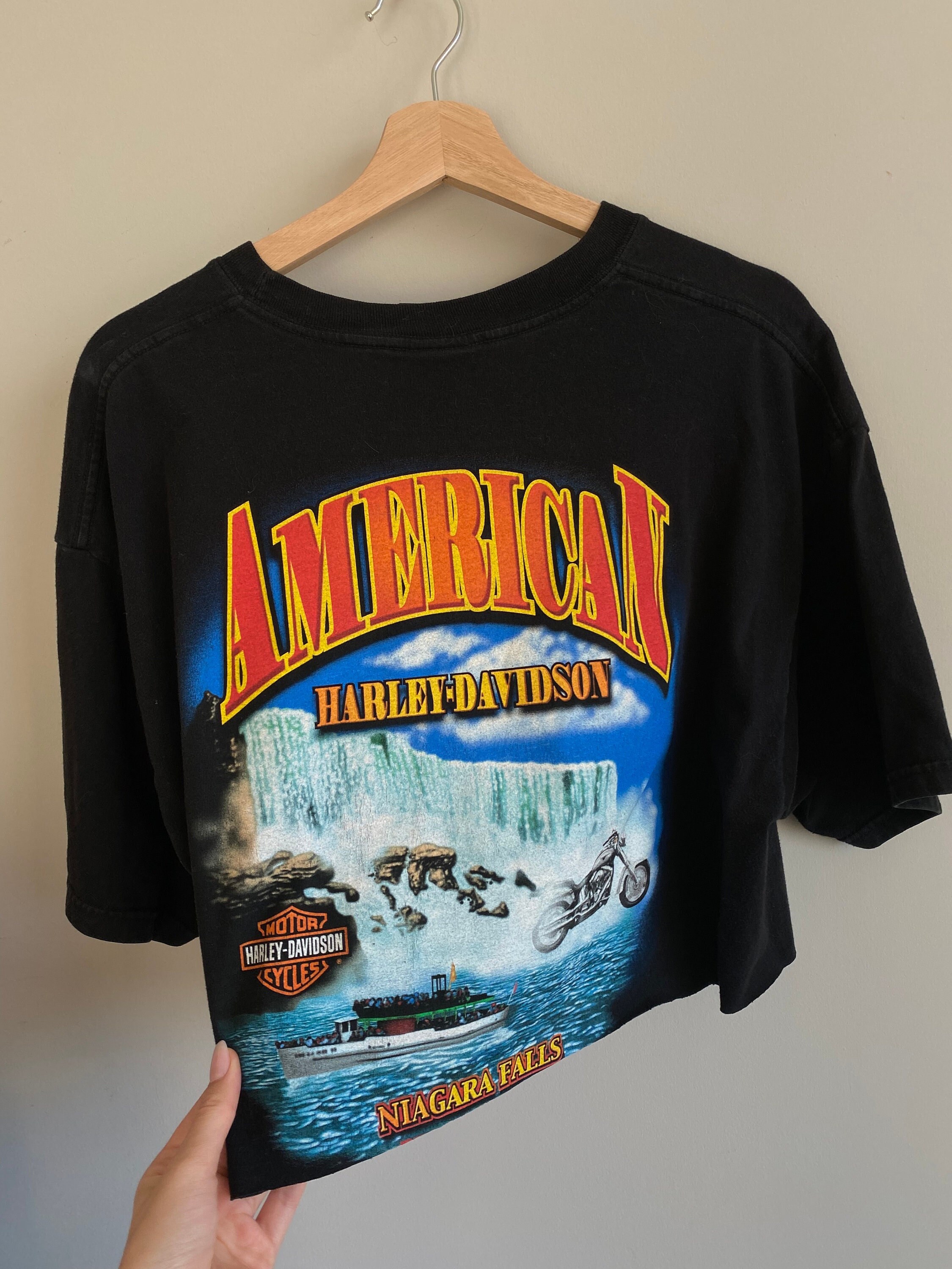 Harley Davidson Crop Top T Shirt Trendy USA American Motorcycle