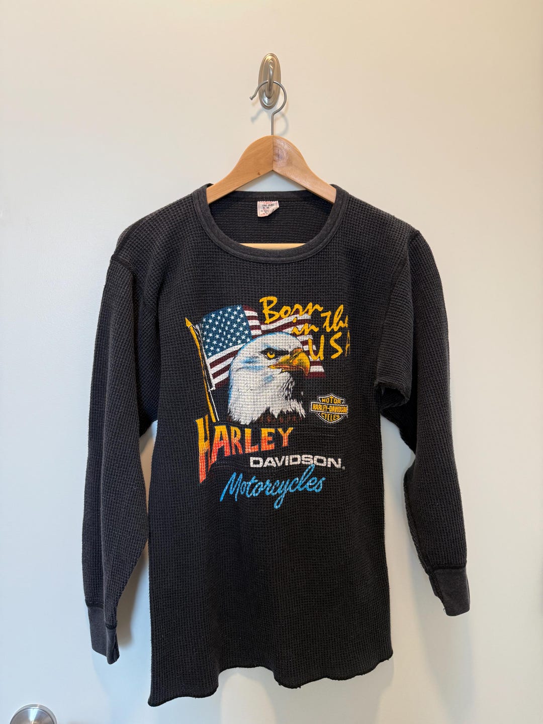 1980s Harley Born in the USA Harley Davidson Waffle Thermal