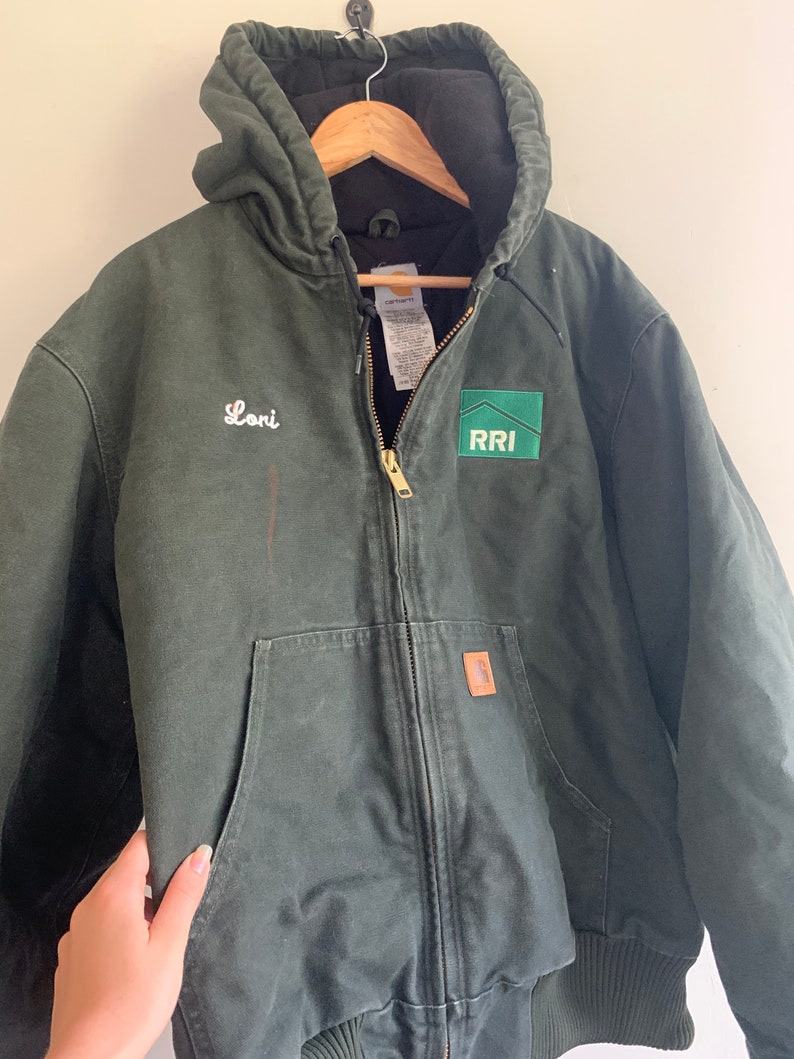 Vintage carhartt jacket coat hooded green ironic distressed | Etsy
