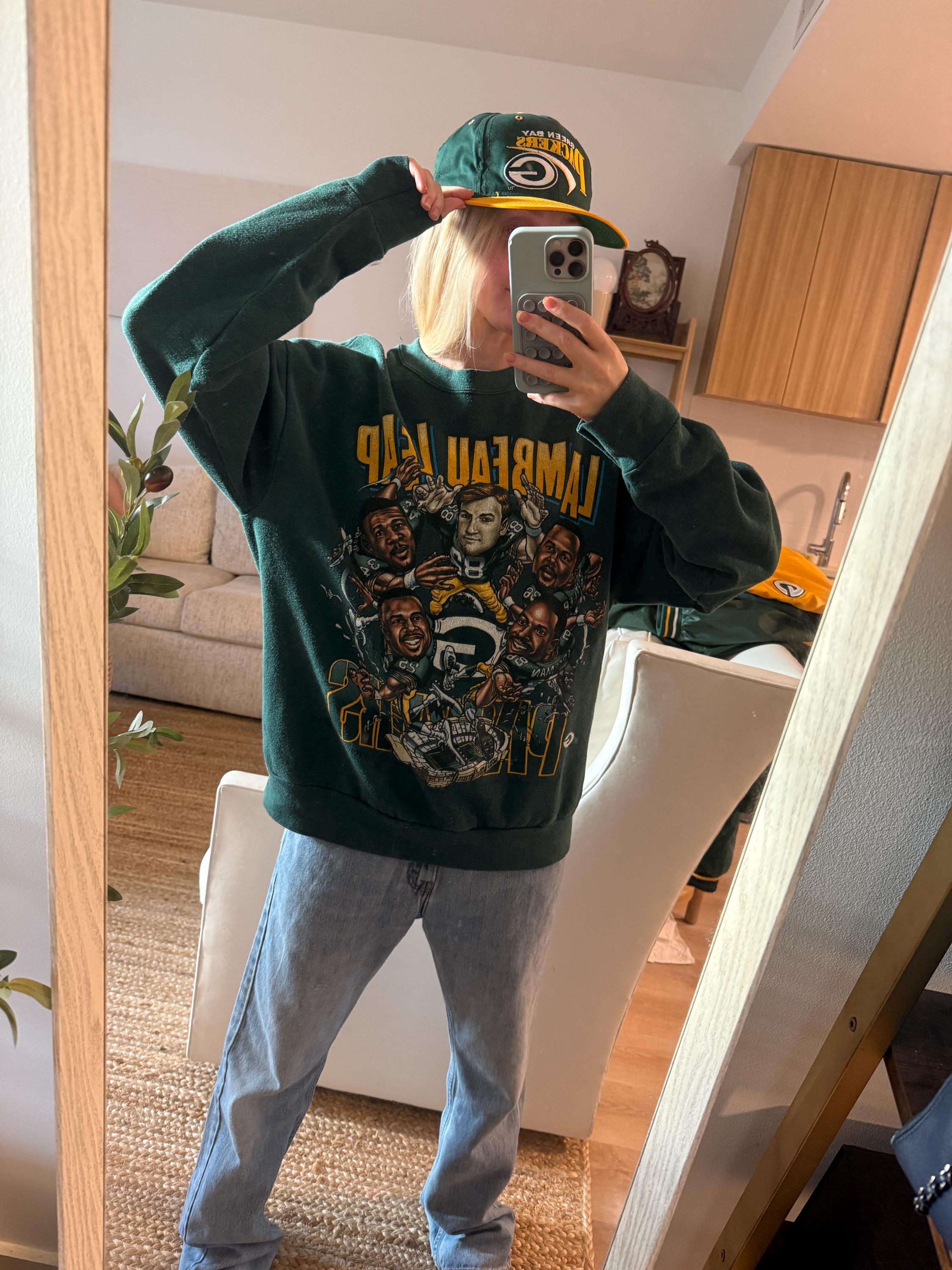 Vintage 1980s Green Bay Packers Sweatshirt Lambeau Leap 1980s