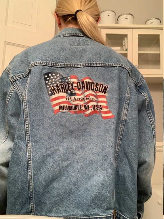 Vintage Harley Davidson jean jacket denim Milwauk… - image 5