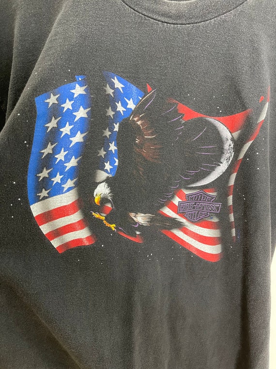 Vintage Harley Davidson shirt 90s USA flag Americ… - image 3