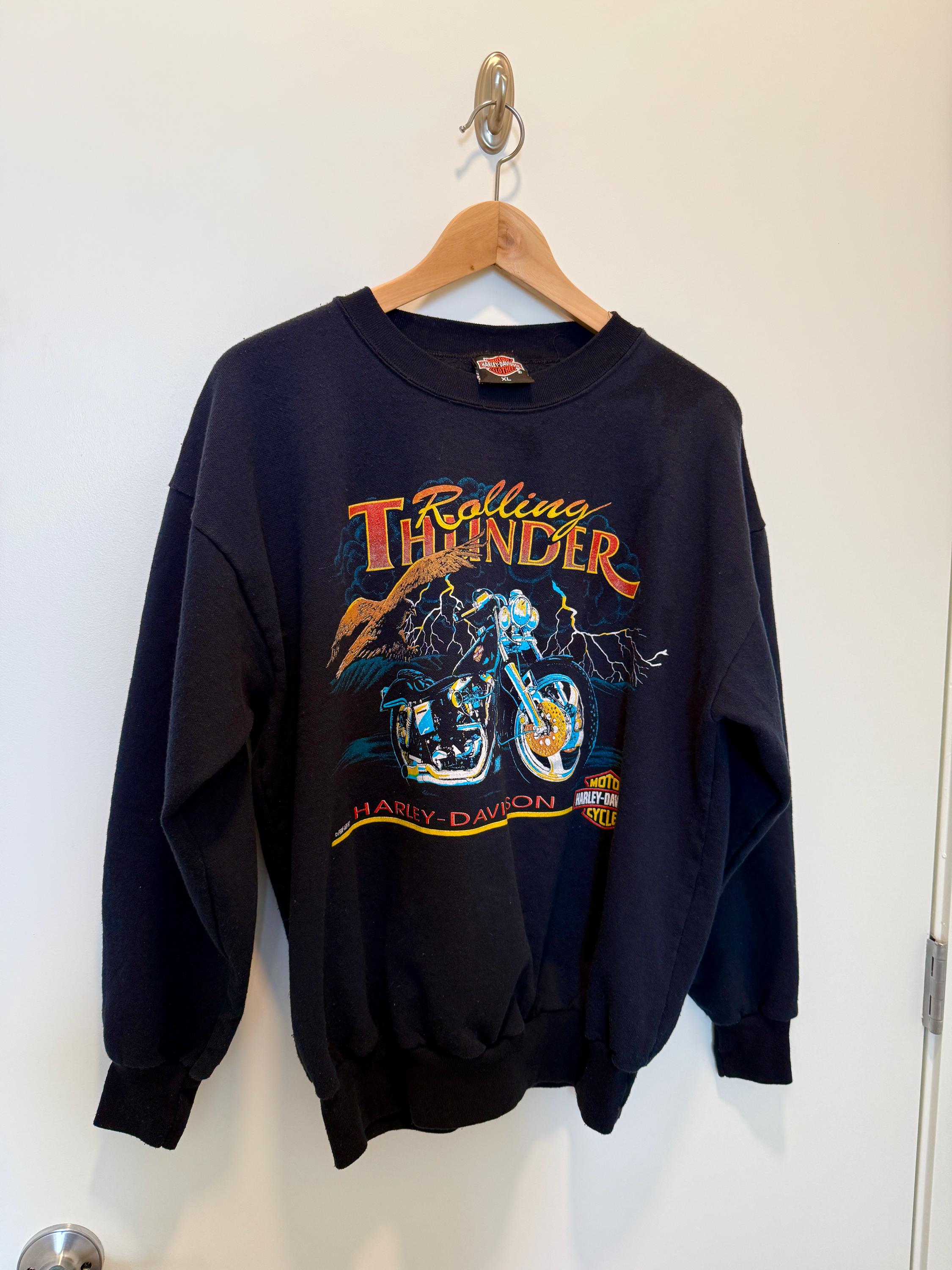 Vintage 1988 Harley Davidson Motorcycle Rolling Thunder Lightning