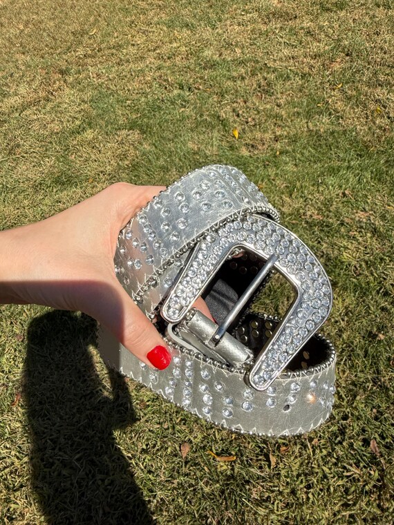 Vintage Silver Studded Silver Belt Western Maximalist Belt  display picture 2