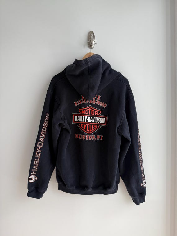 40〜50s Harley Davidson Zip Sweatshirt Rare!! Harley Davidson Motorcycle Half Zipper Big Logo