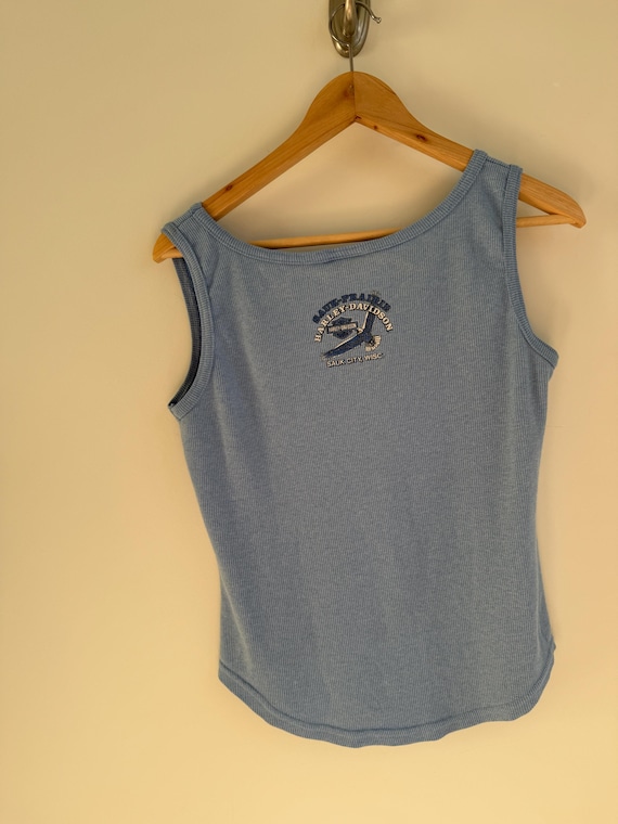 Vintage Harley Davidson Crop Top Tank Top Blue Motorcycle Tank Top
