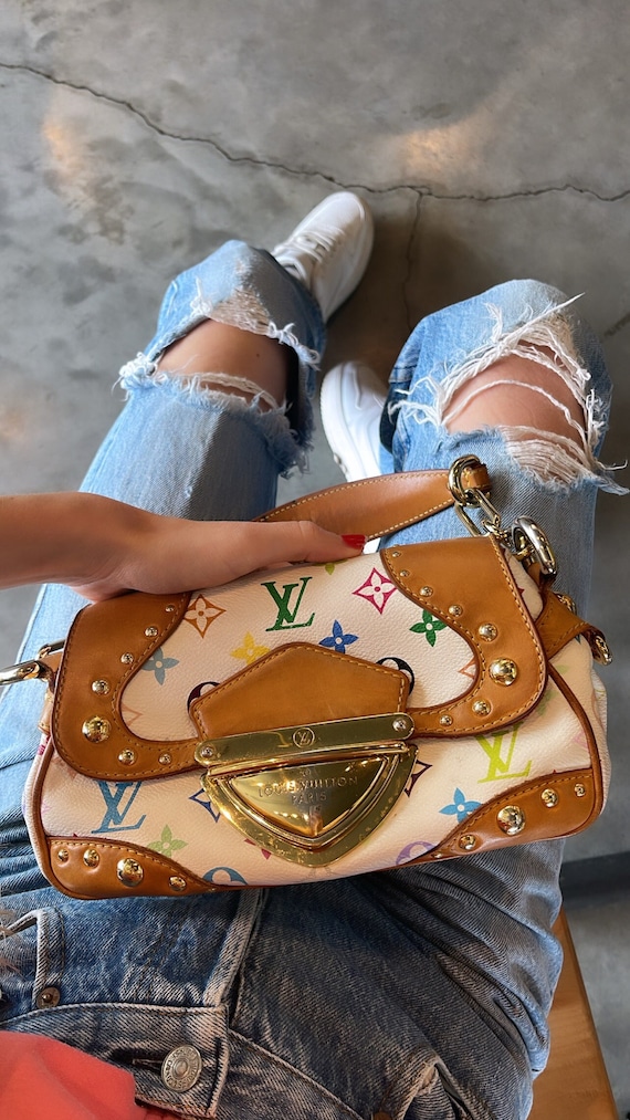 white colorful louis vuitton bag