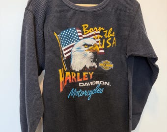 1980s Harley Born in the USA Harley Davidson Waffle Thermal