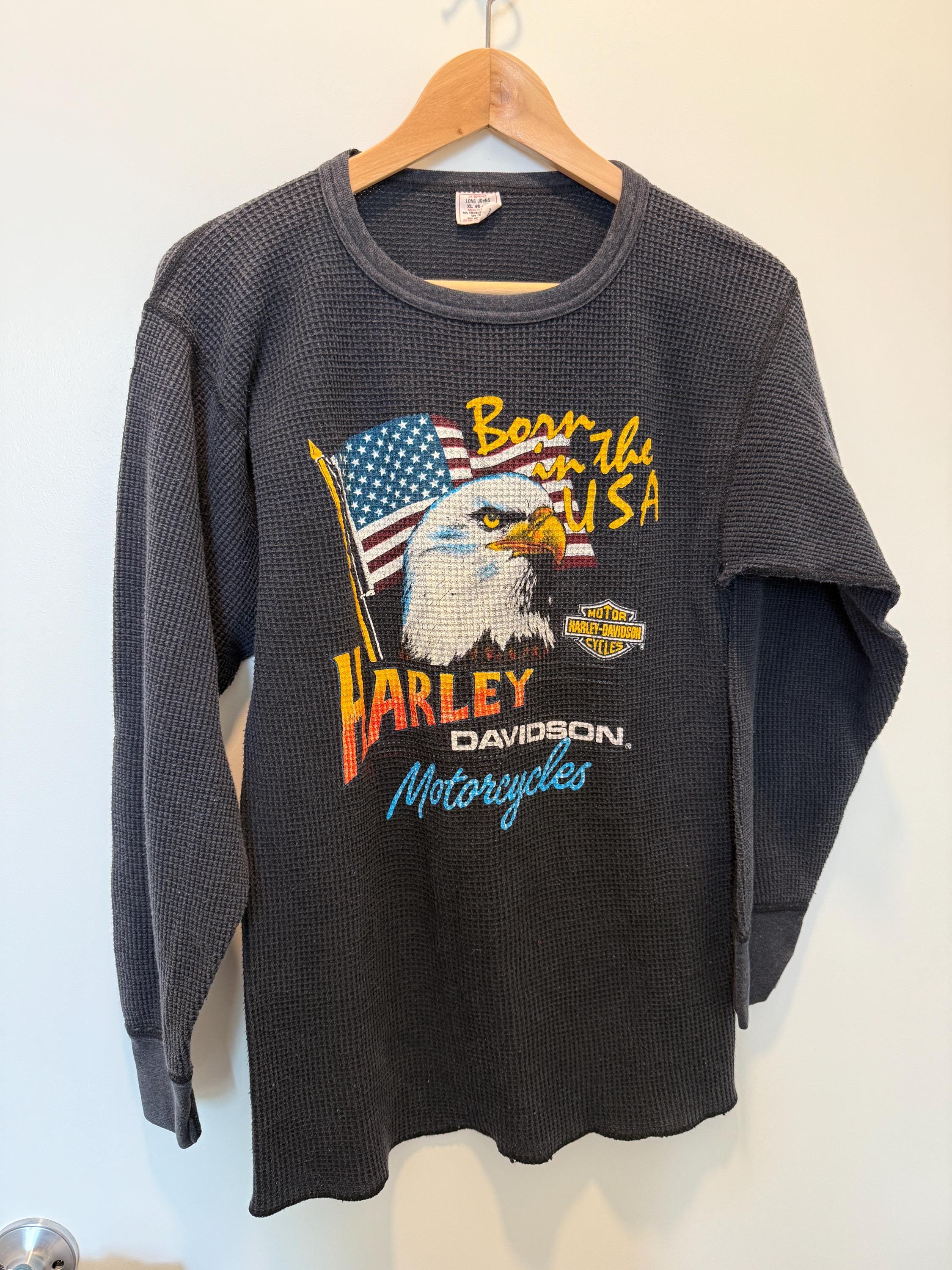 1980s Harley Born in the USA Harley Davidson Waffle Thermal