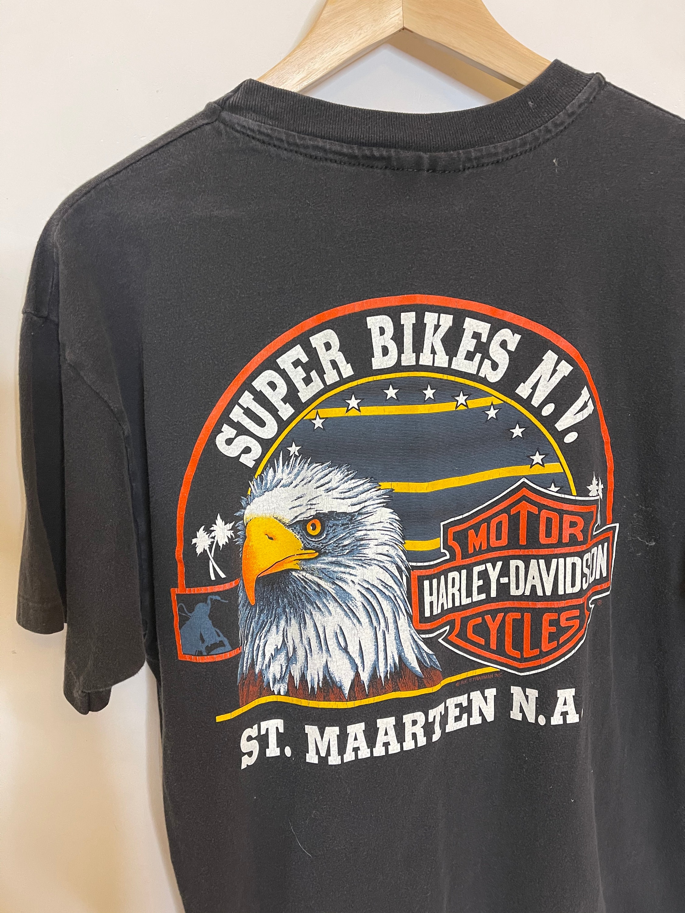 Vintage 90s Harley Davidson Shirt Motorcycle Saint Maarten