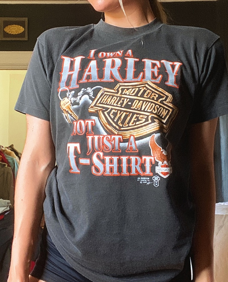 Rare Harley Davidson vintage shirt “ i don’t just own this Harley shirt I own a Harley” 1980s classic soft trendy image 8