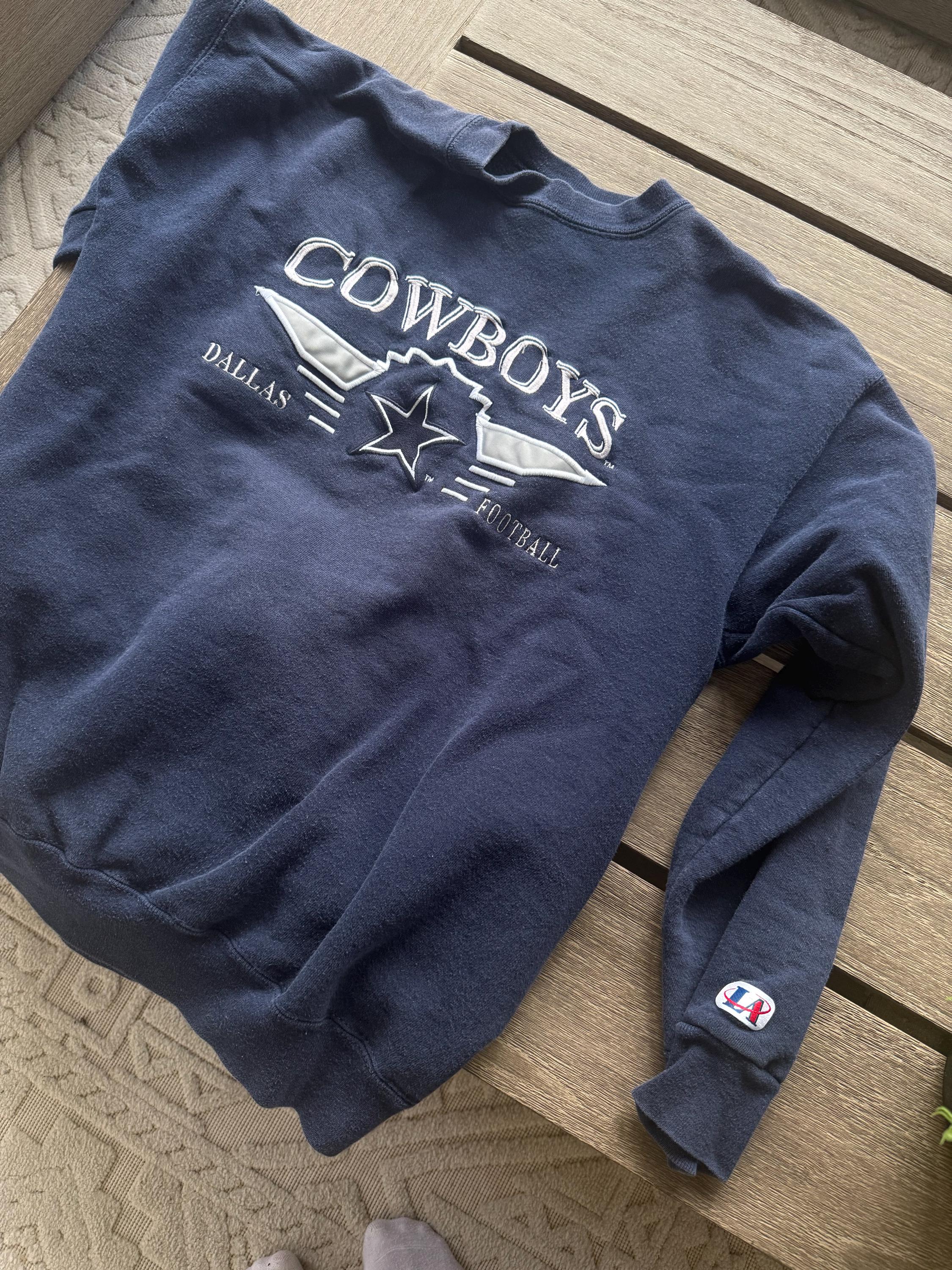 Sweat Vintage Dallas Cowboys Logo 7 Années 90 - Taille L Homme - Bleu Marine